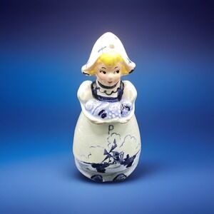 Vintage Dutch Girl Single Pepper Shaker w/ Windmill Scene Decorative Collectible